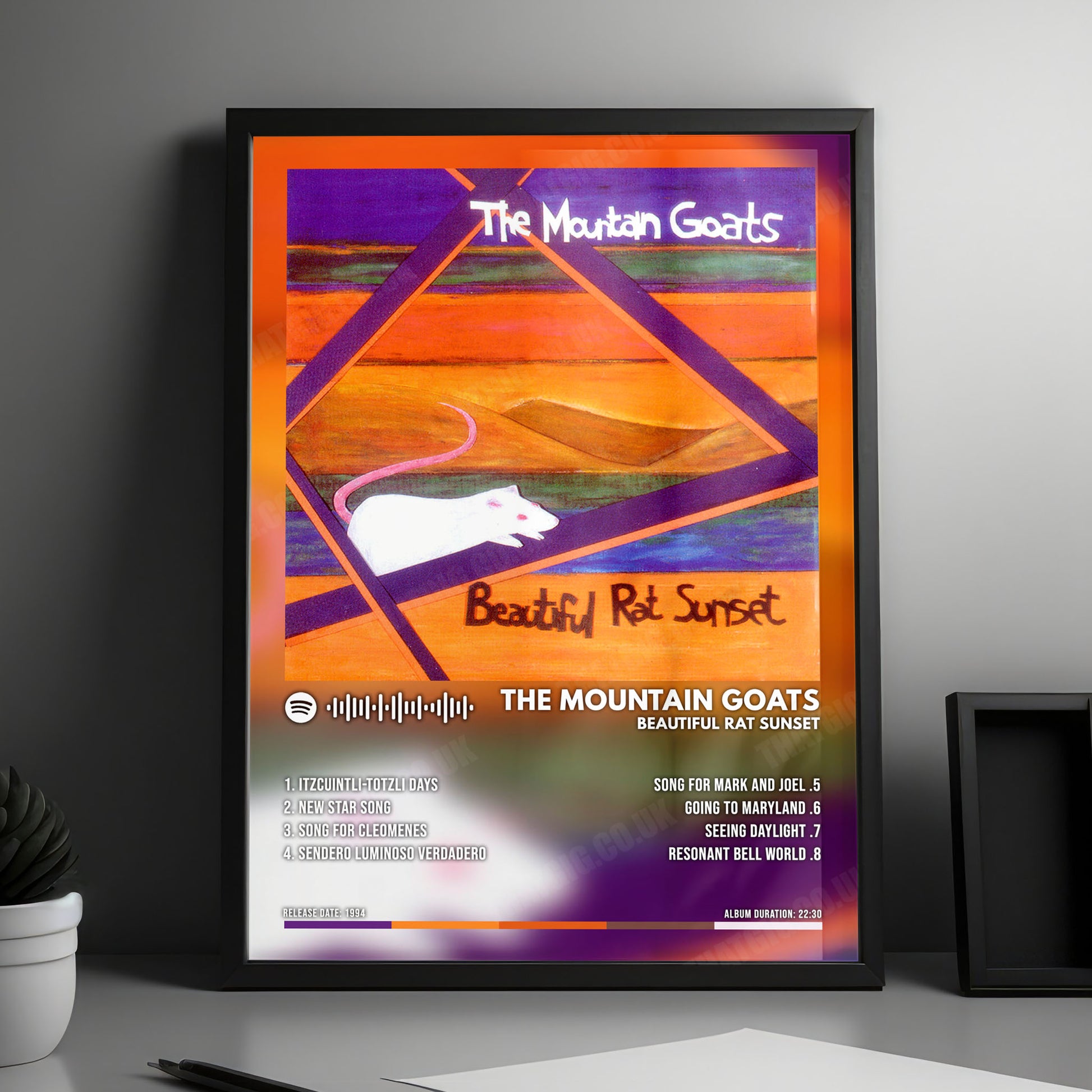 Mountain Goats "Beautiful Rat Sunset" Album Cover Poster - with Complete Tracklist