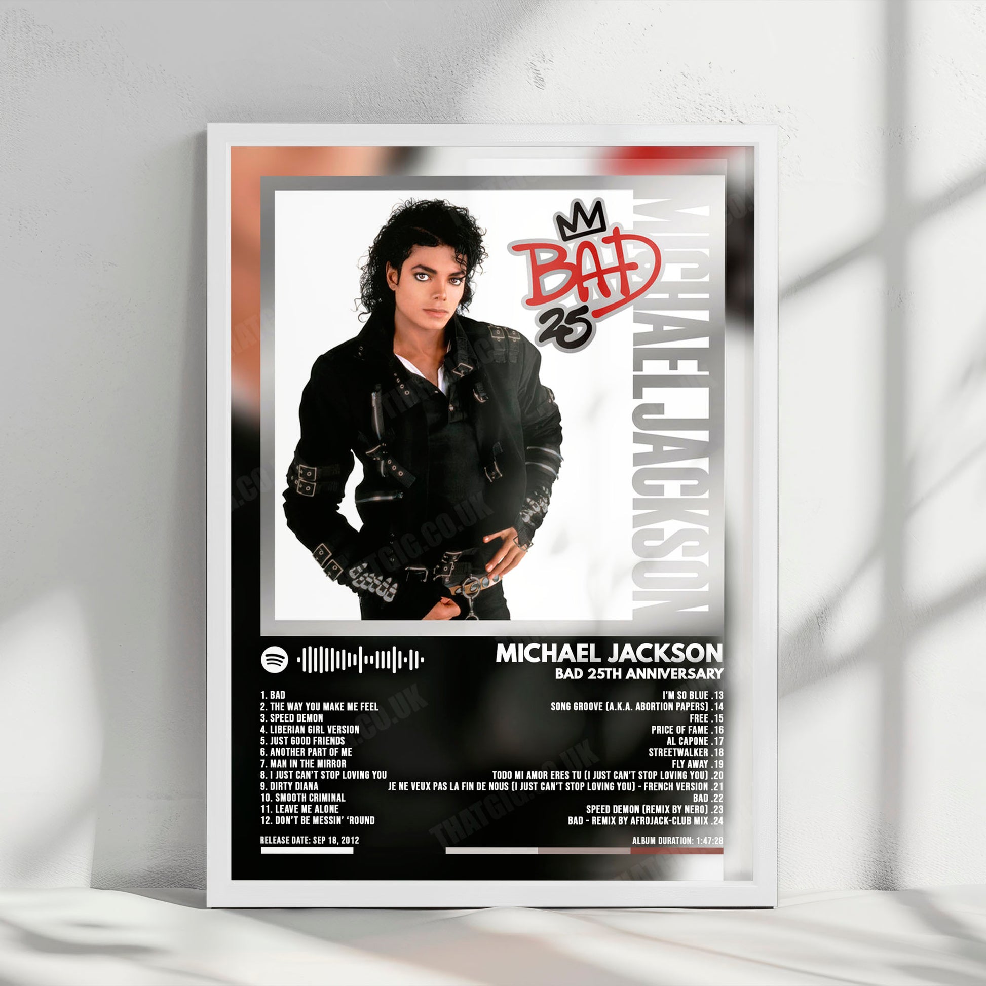 Michael Jackson "Bad 25th Anniversary" Album Cover Poster - with Complete Tracklist