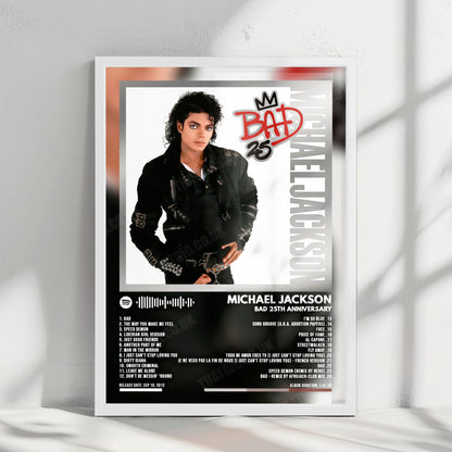 Michael Jackson "Bad 25th Anniversary" Album Cover Poster - with Complete Tracklist
