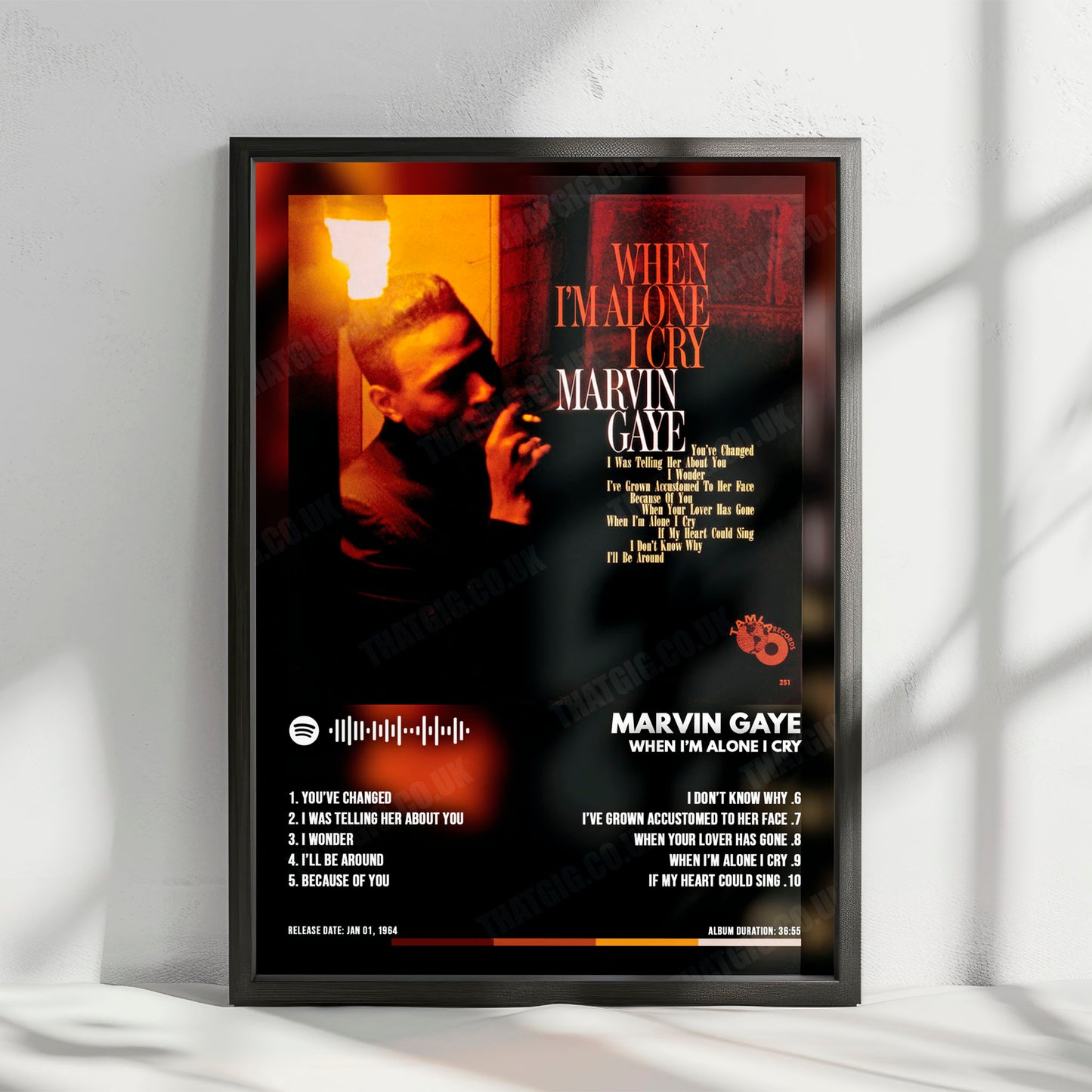 Marvin Gaye "When I'm Alone I Cry" Album Cover Poster - with Complete Tracklist