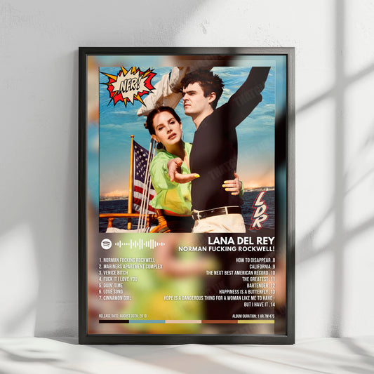 Lana Del Rey "Norman Fucking Rockwell!" Album Cover Poster - with Complete Tracklist