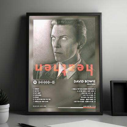 David Bowie "Heathen" Album Cover Poster - with Complete Tracklist