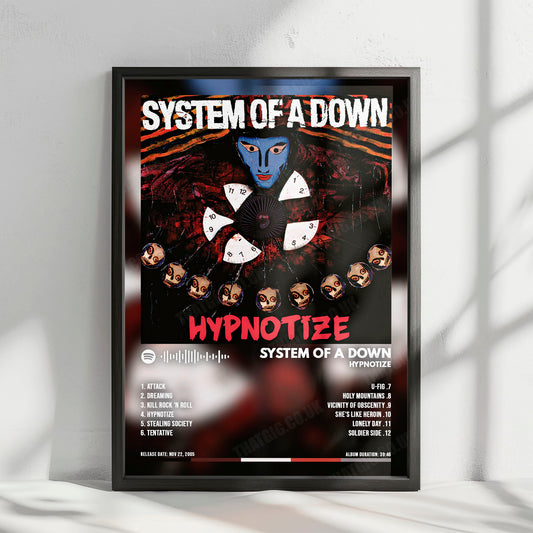 System of a Down "Hypnotize " Album Cover Poster - with Complete Tracklist