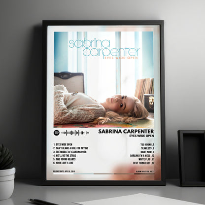 Sabrina Carpenter "Eyes Wide Open" Album Cover Poster - with Complete Tracklist