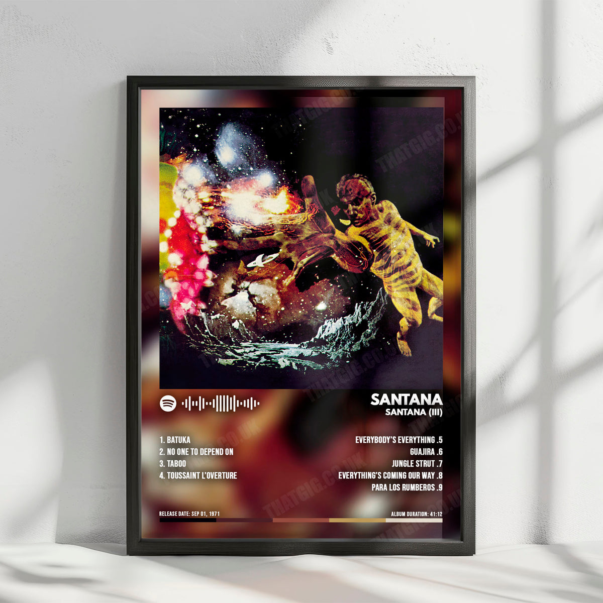 Santana "Santana (III)" Album Cover Poster - with Complete Tracklist
