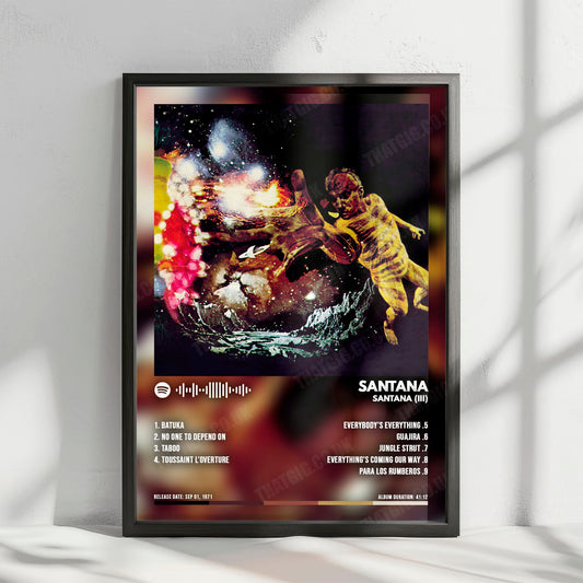 Santana "Santana (III)" Album Cover Poster - with Complete Tracklist