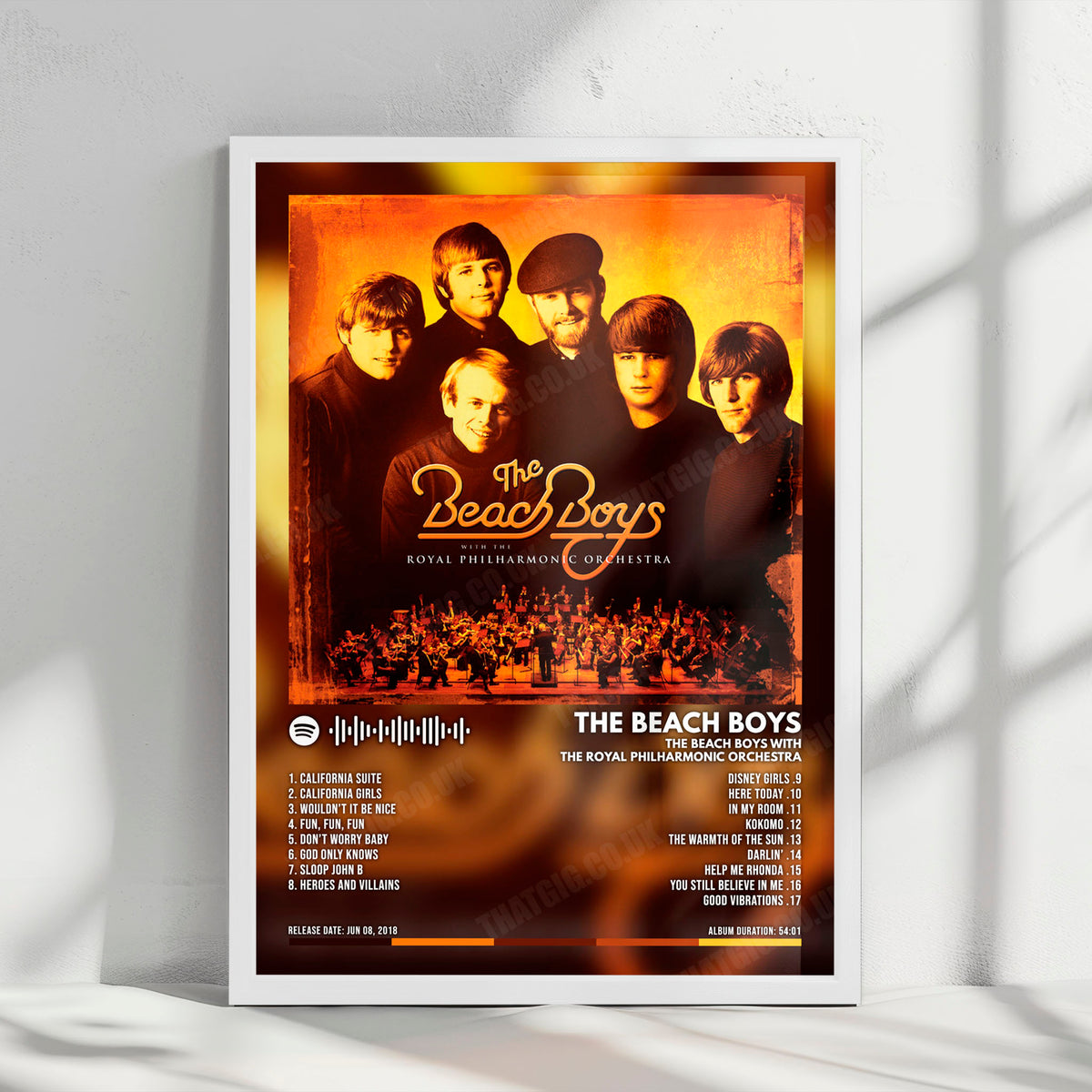The Beach Boys "The Beach Boys With The Royal Philharmonic Orchestra" Album Cover Poster - with Complete Tracklist