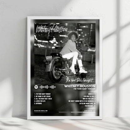 Whitney Houston "I'm Your Baby Tonight" Album Cover Poster - with Complete Tracklist
