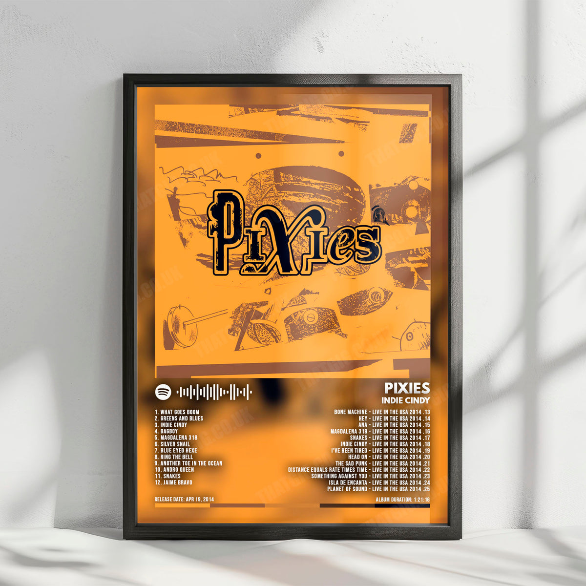 Pixies "Indie Cindy" Album Cover Poster - with Complete Tracklist