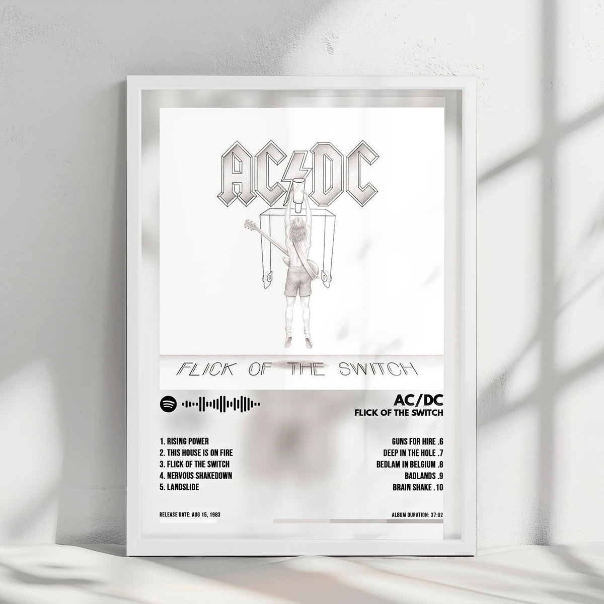 AC/DC "Flick of the Switch" Album Cover Poster - with Complete Tracklist