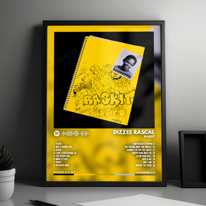 Dizzee Rascal "Raskit" Album Cover Poster - with Complete Tracklist