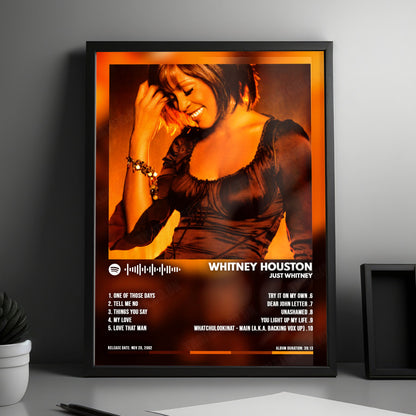 Whitney Houston "Just Whitney" Album Cover Poster - with Complete Tracklist