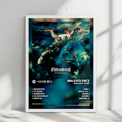 Malevolence "Malicious Intent" Album Cover Poster - with Complete Tracklist