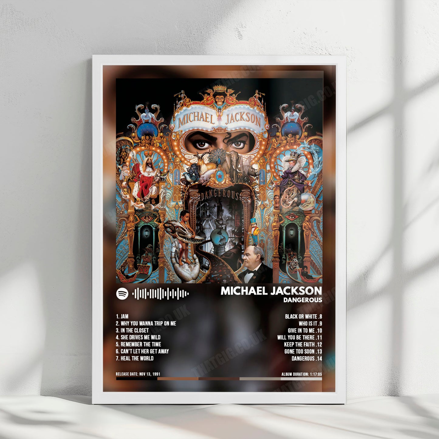 Michael Jackson "Dangerous" Album Cover Poster - with Complete Tracklist