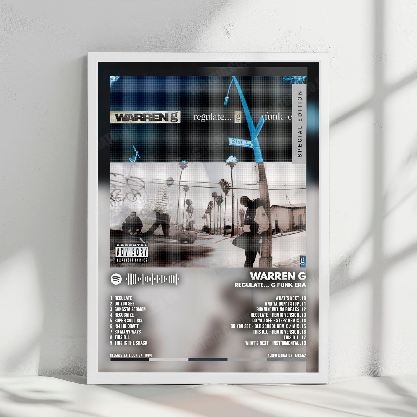 Warren G "Regulate... G Funk Era" Album Cover Poster - with Complete Tracklist