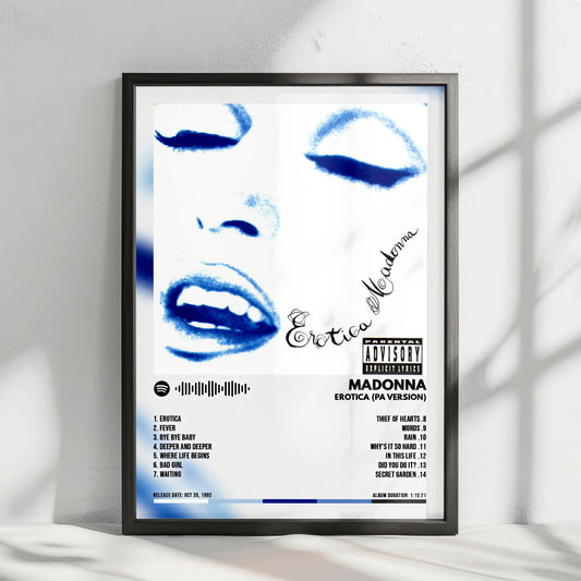 Madonna "Erotica (PA Version)" Album Cover Poster - with Complete Tracklist