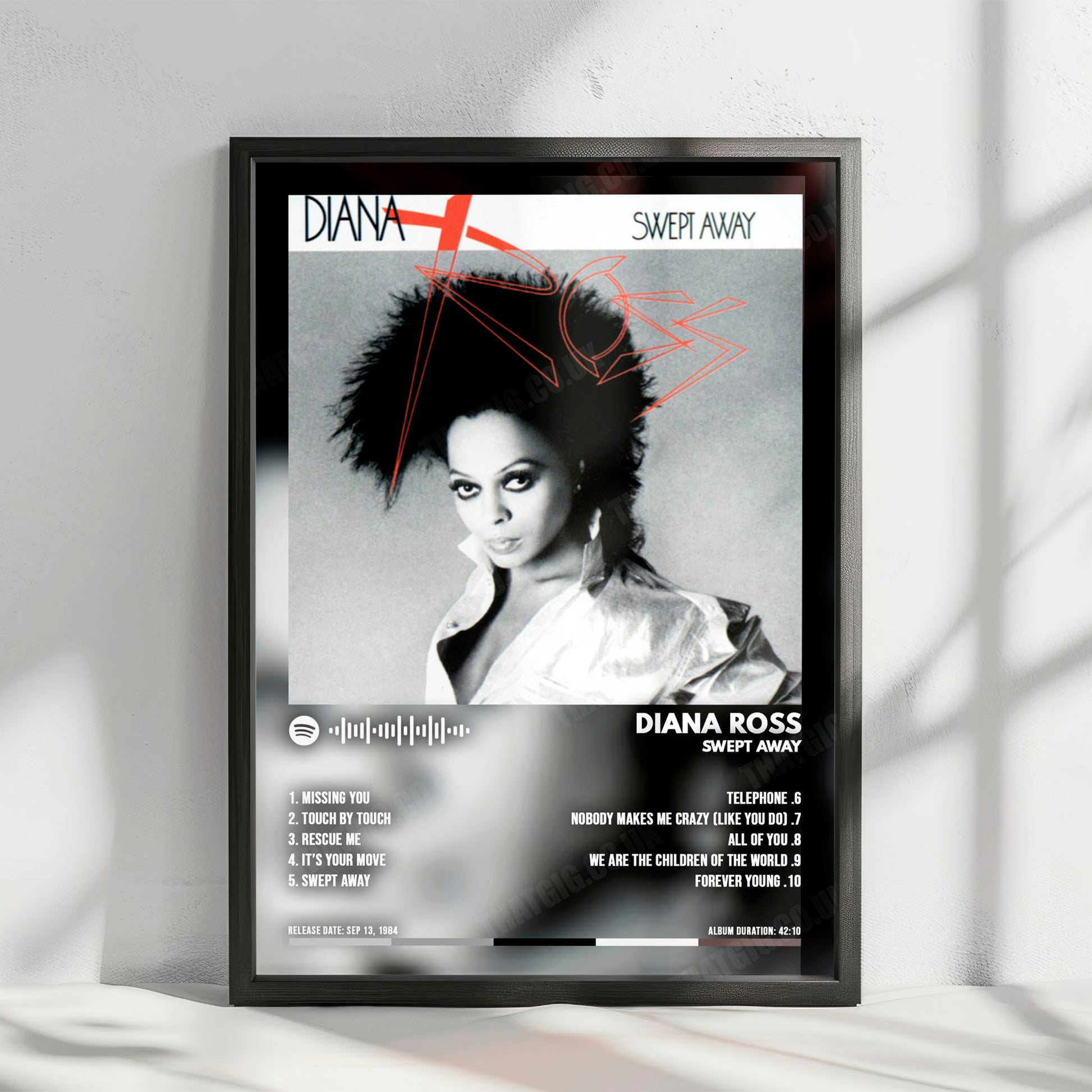 Diana Ross "Swept Away" Album Cover Poster - with Complete Tracklist