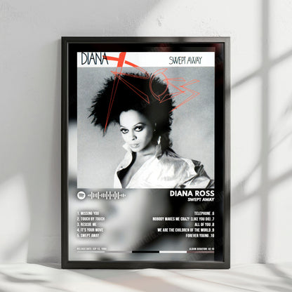 Diana Ross "Swept Away" Album Cover Poster - with Complete Tracklist