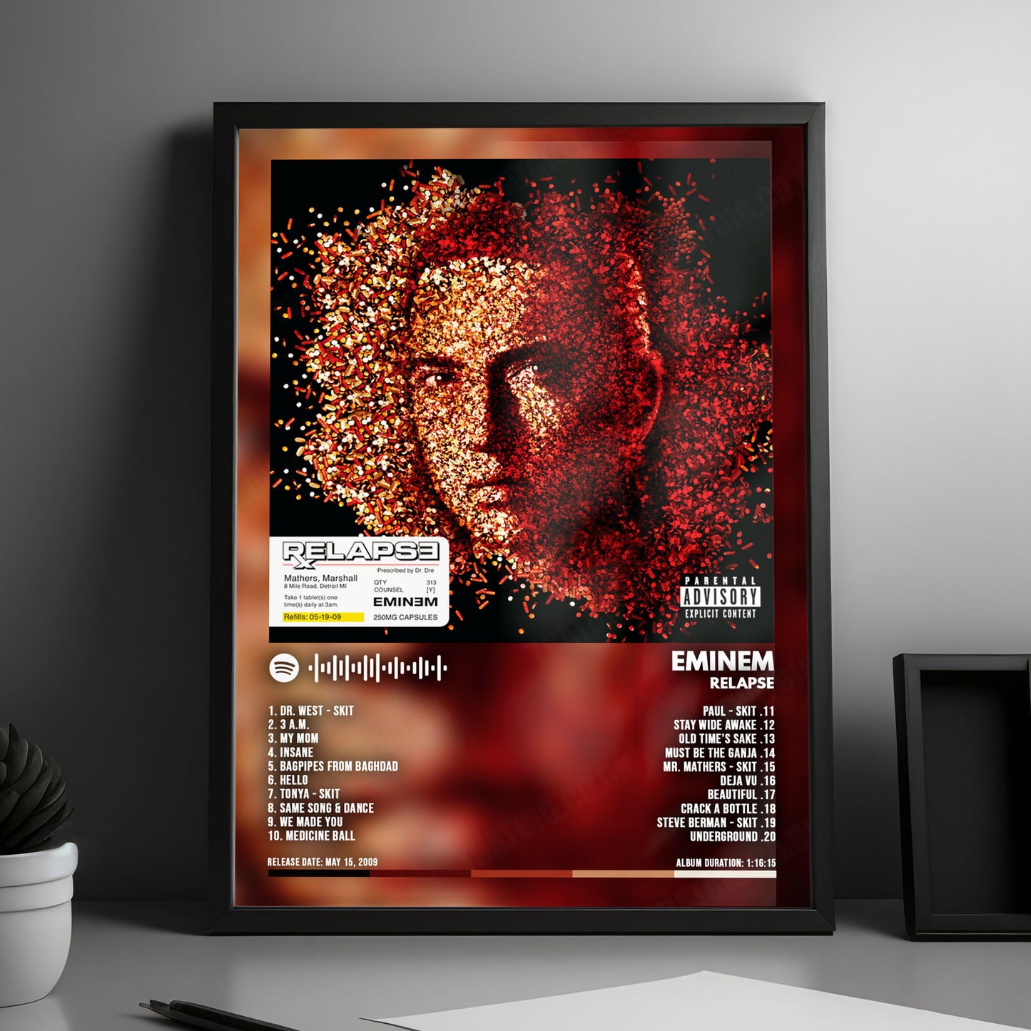 Eminem "Relapse" Album Cover Poster - with Complete Tracklist