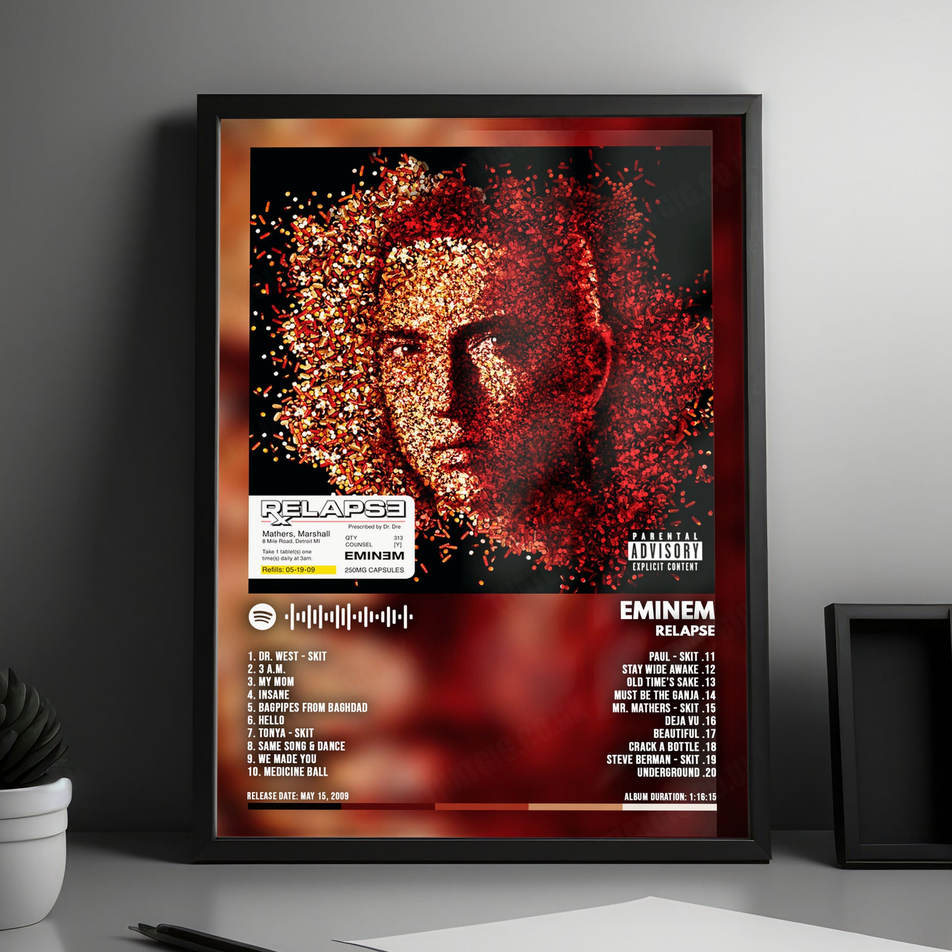 Eminem "Relapse" Album Cover Poster - with Complete Tracklist