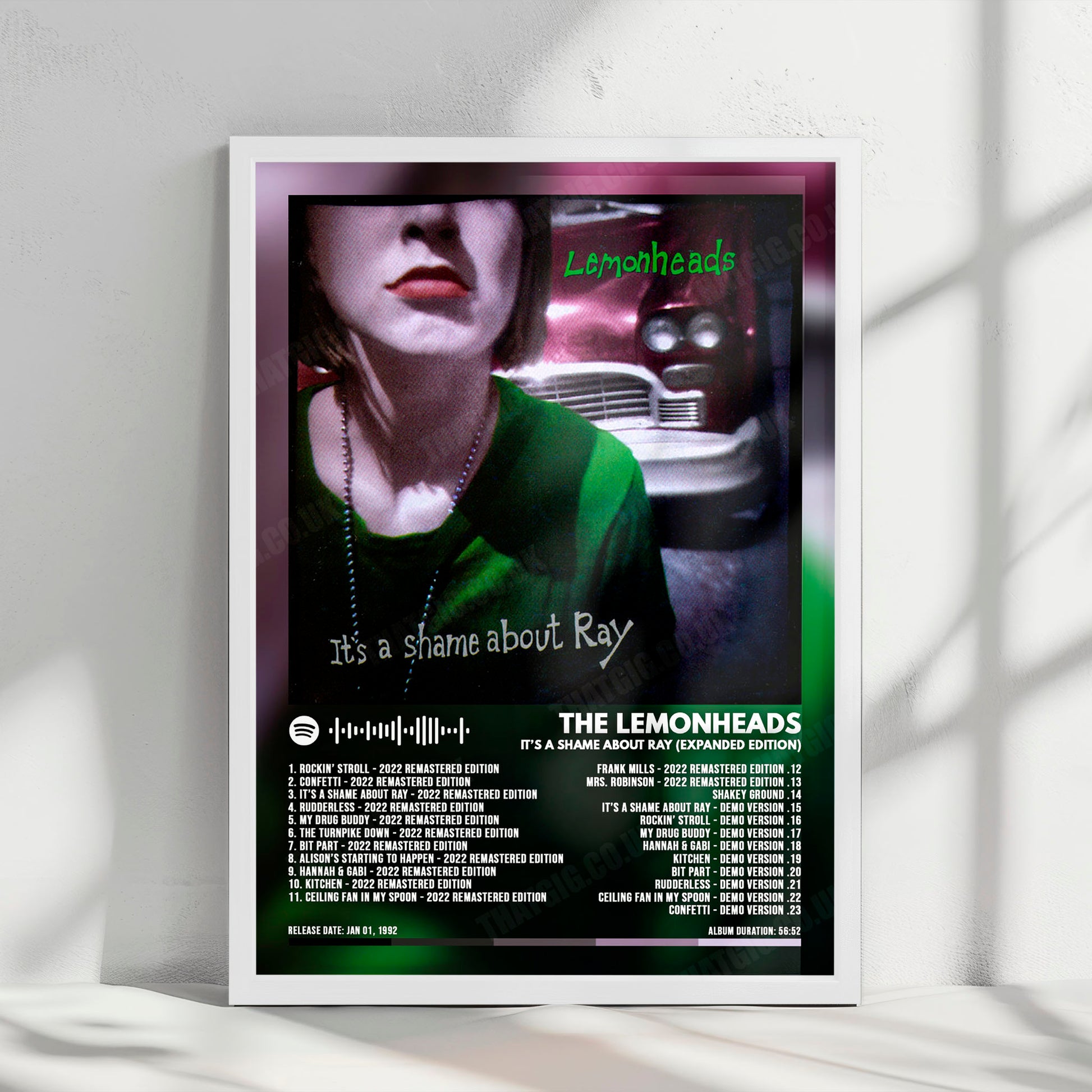 The Lemonheads "It's a Shame About Ray" Album Cover Poster - with Complete Tracklist