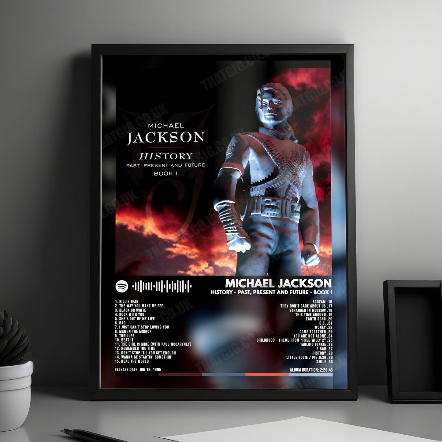 Michael Jackson "HIStory: Past, Present and Future, Book I" Album Cover Poster - with Complete Tracklist