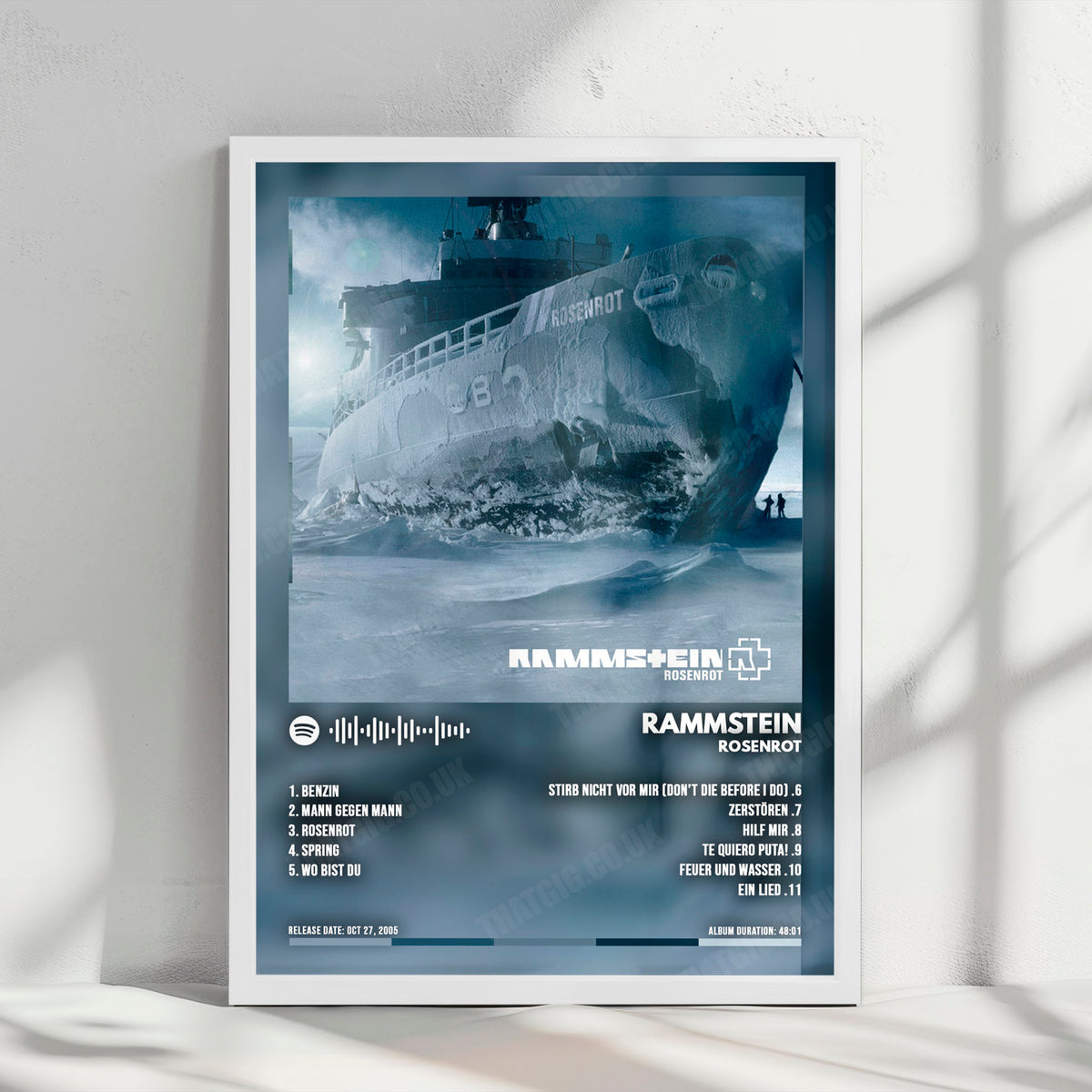 Rammstein "Rosenrot" Album Cover Poster - with Complete Tracklist