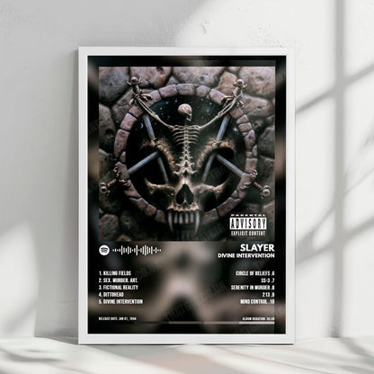 Slayer "Divine Intervention" Album Cover Poster - with Complete Tracklist