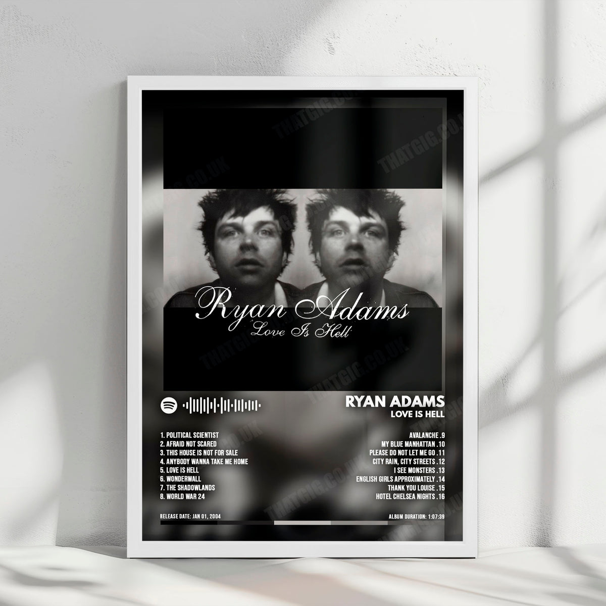 Ryan Adams "Love Is Hell" Album Cover Poster - with Complete Tracklist