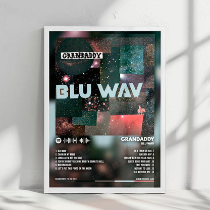 Grandaddy "Blu Wav" Album Cover Poster - with Complete Tracklist