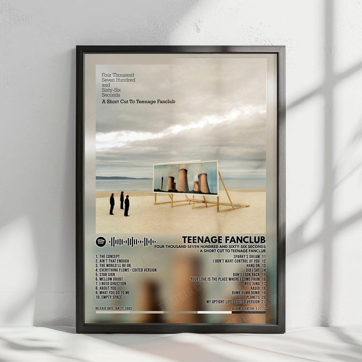 Teenage Fanclub "Four Thousand Seven Hundred And Sixty-Six Seconds - A Short Cut To Teenage Fanclub" Album Cover Poster - with Complete Tracklist