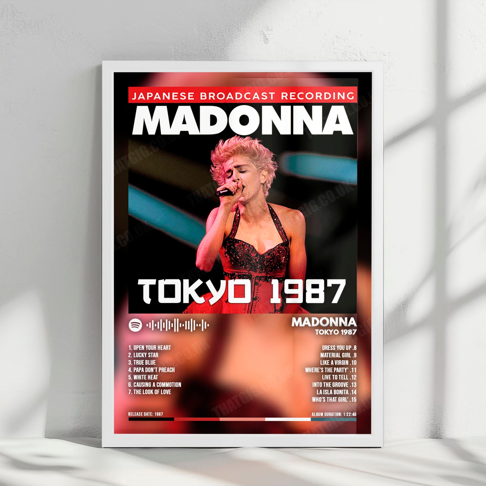 Madonna "Tokyo 1987" Album Cover Poster - with Complete Tracklist