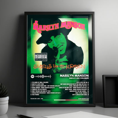 Marilyn Manson "Smells Like Children" Album Cover Poster - with Complete Tracklist