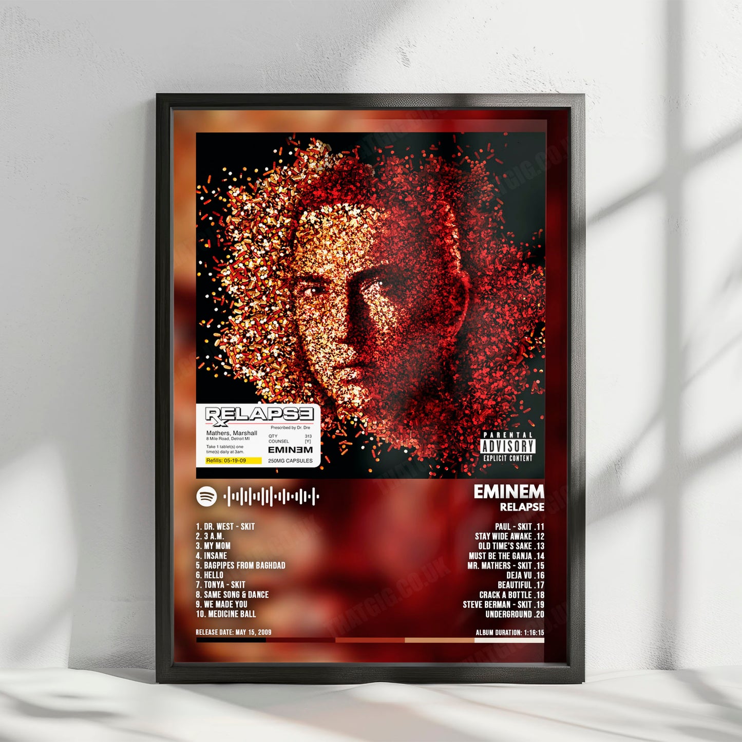 Eminem "Relapse" Album Cover Poster - with Complete Tracklist