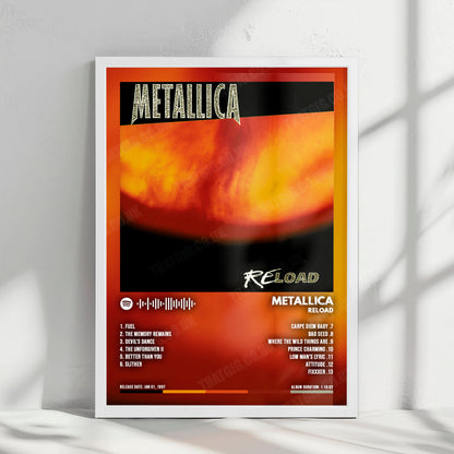 Metallica "Reload" Album Cover Poster - with Complete Tracklist