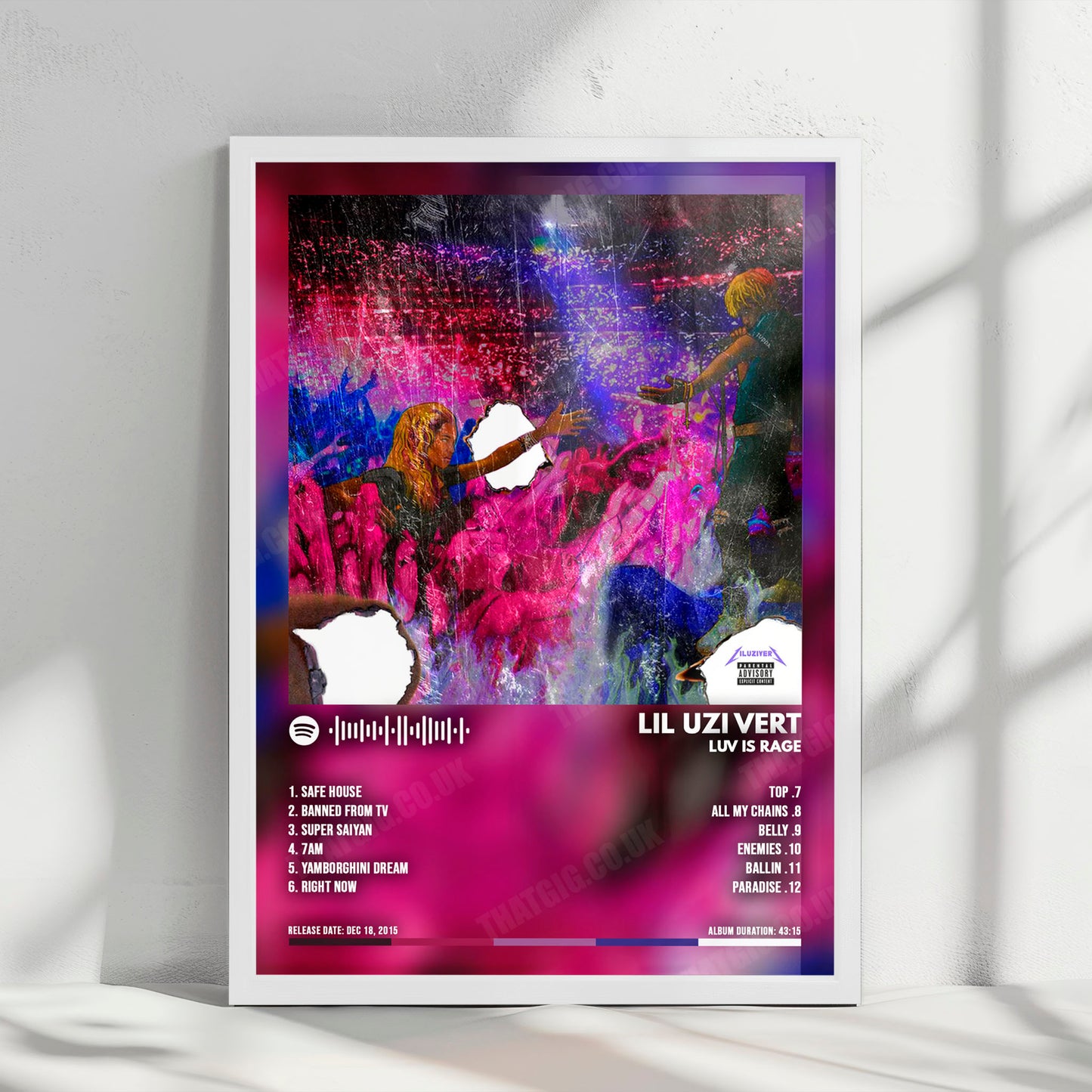 Lil Uzi Vert "Luv Is Rage" Album Cover Poster - with Complete Tracklist