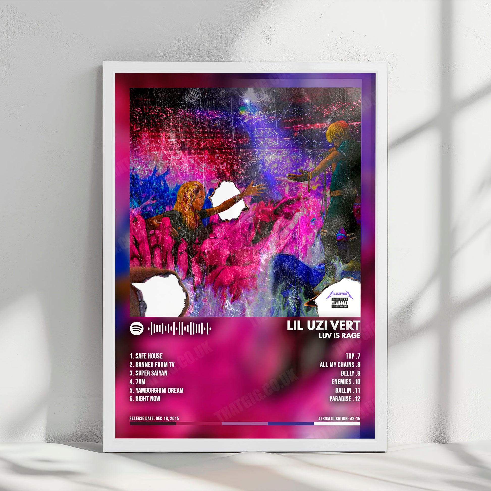 Lil Uzi Vert "Luv Is Rage" Album Cover Poster - with Complete Tracklist