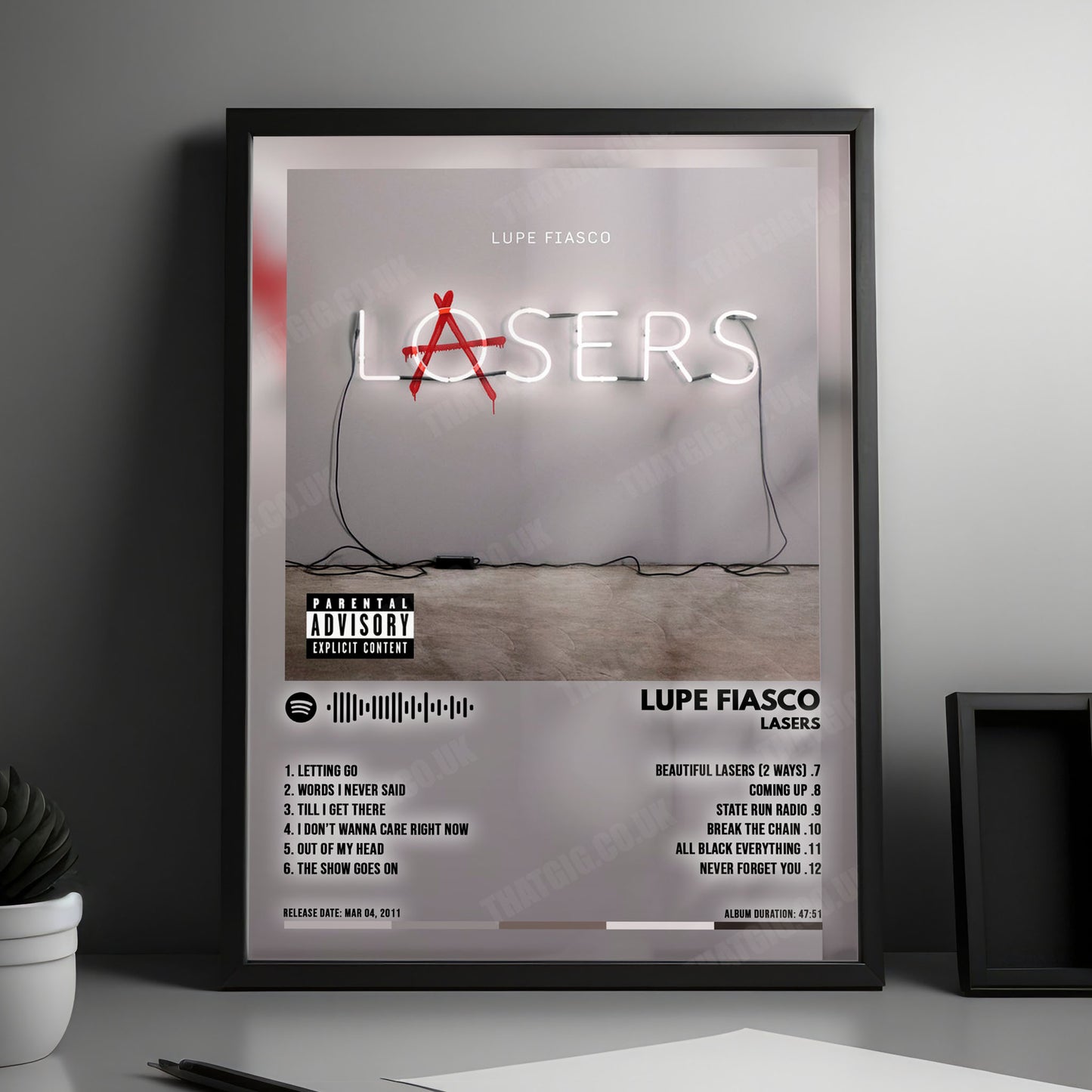 Lupe Fiasco "Lasers" Album Cover Poster - with Complete Tracklist