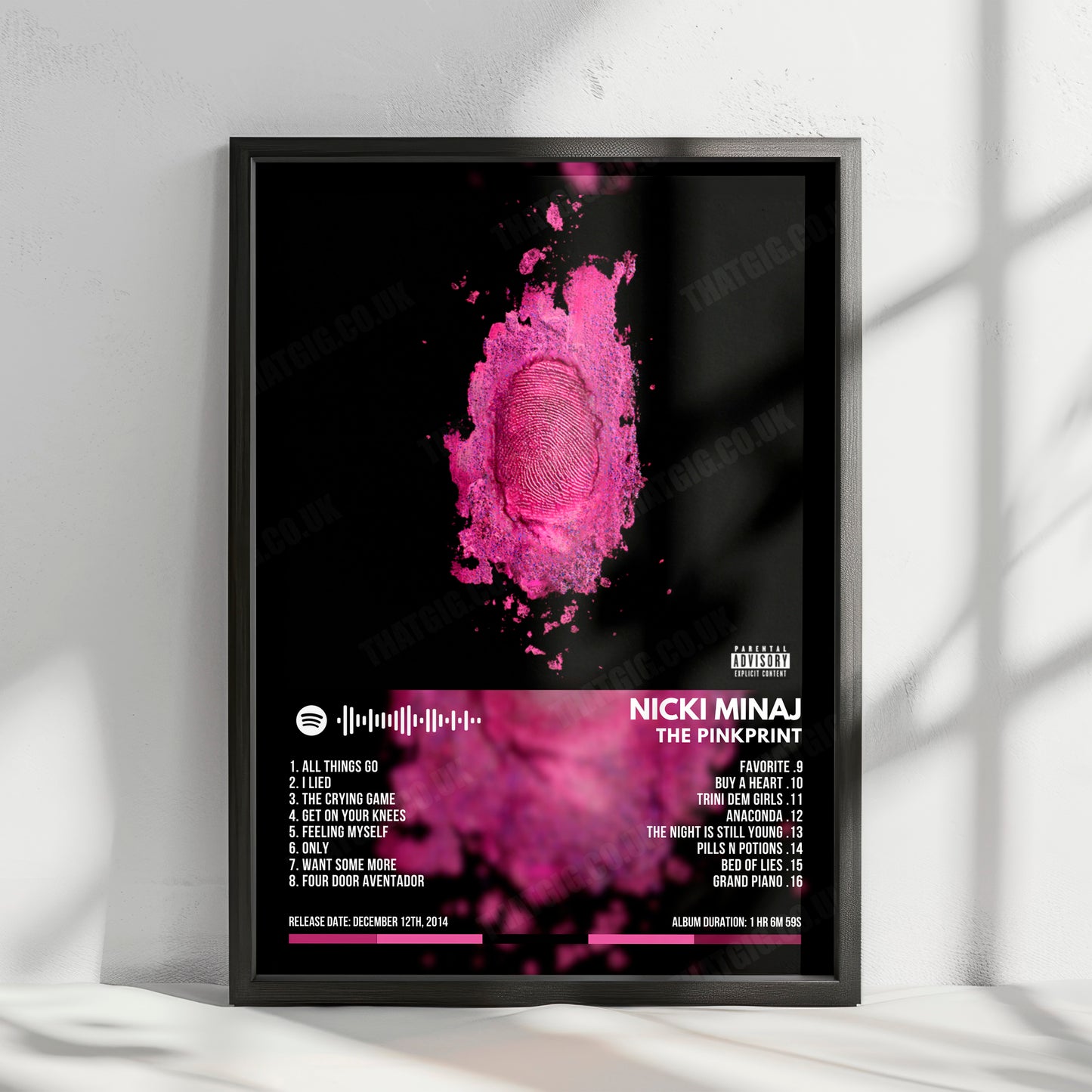 Nicki Minaj "The Pinkprint" Album Cover Poster - with Complete Tracklist
