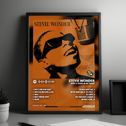 Stevie Wonder "With A Song In My Heart" Album Cover Poster - with Complete Tracklist