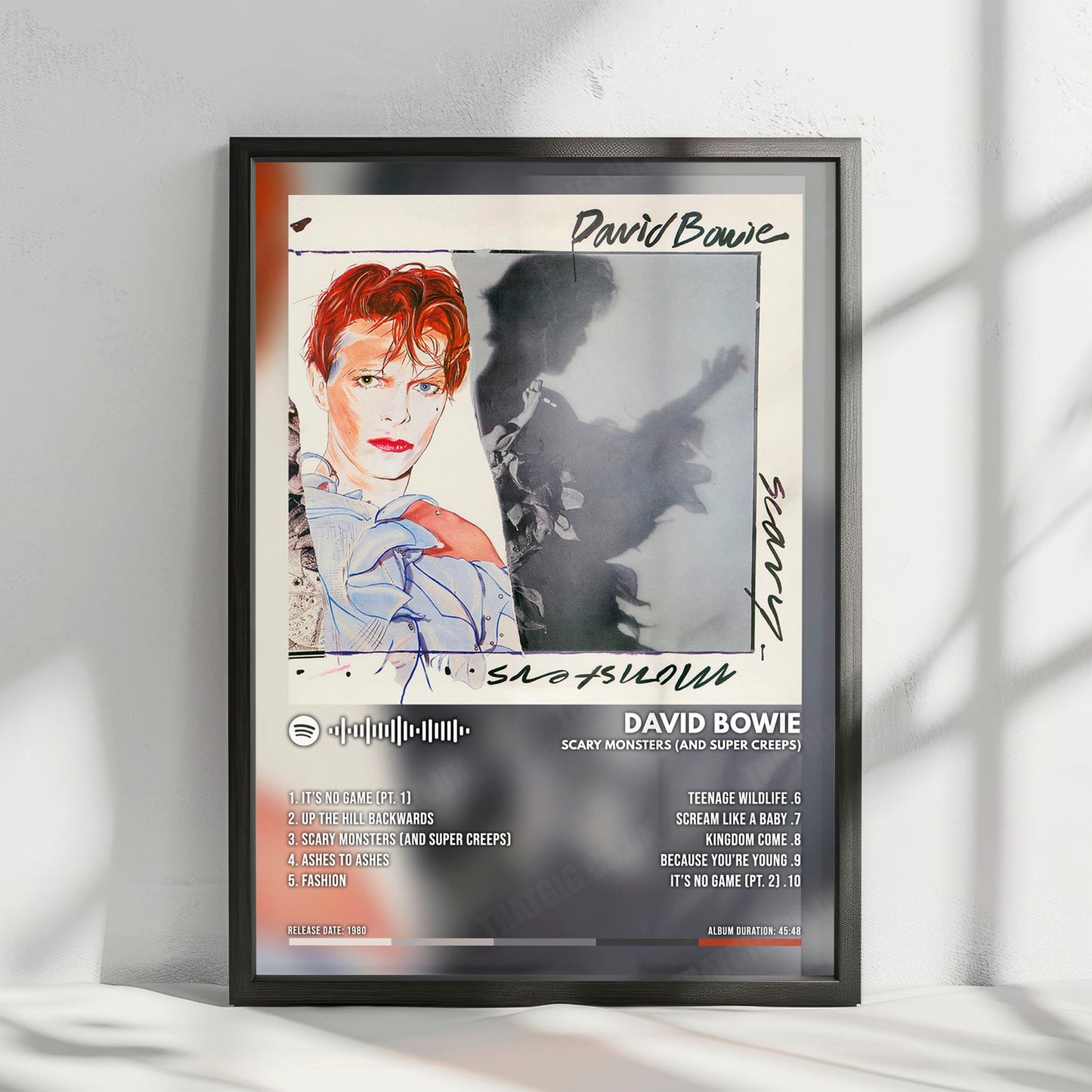 David Bowie "Scary Monsters (and Super Creeps)" Album Cover Poster - with Complete Tracklist