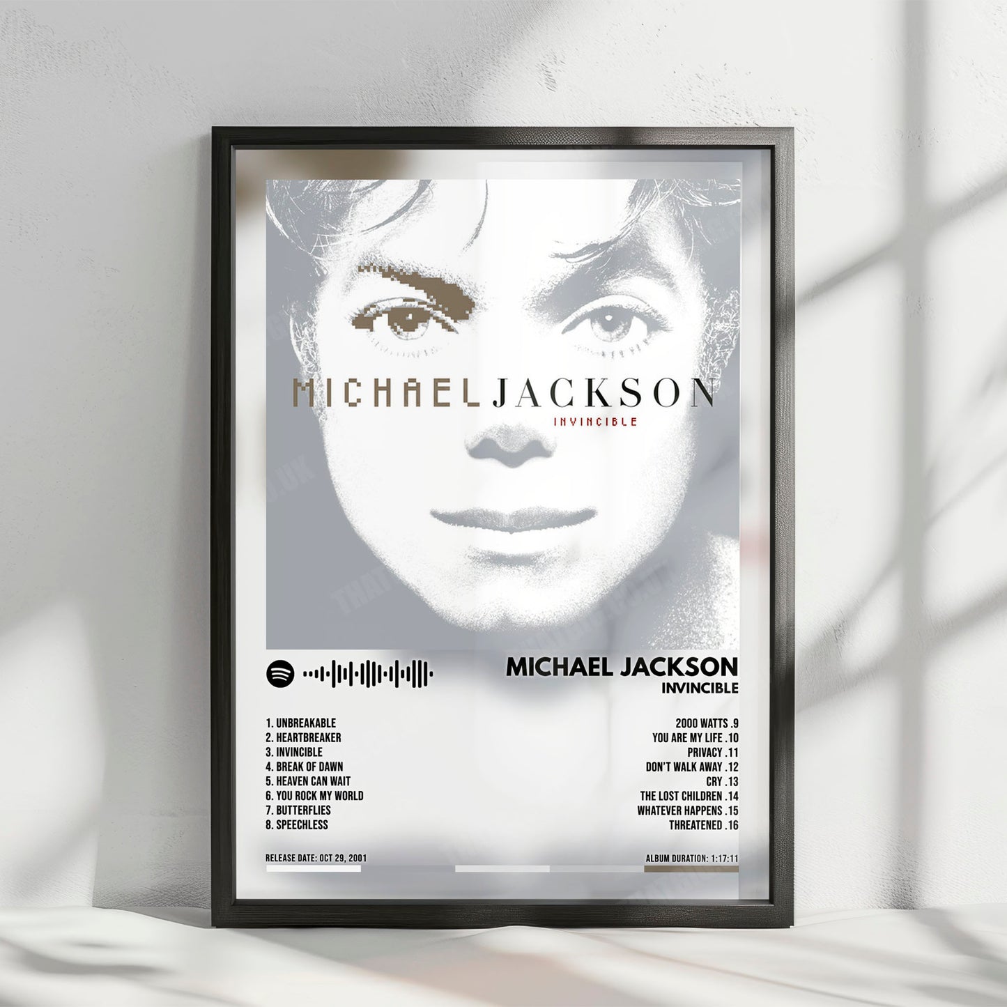 Michael Jackson "Invincible" Album Cover Poster - with Complete Tracklist
