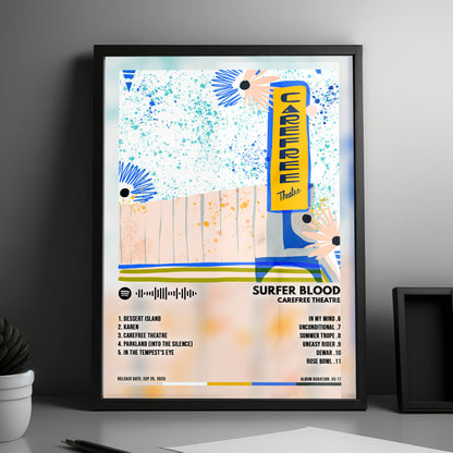 Surfer Blood "Carefree Theatre" Album Cover Poster - with Complete Tracklist
