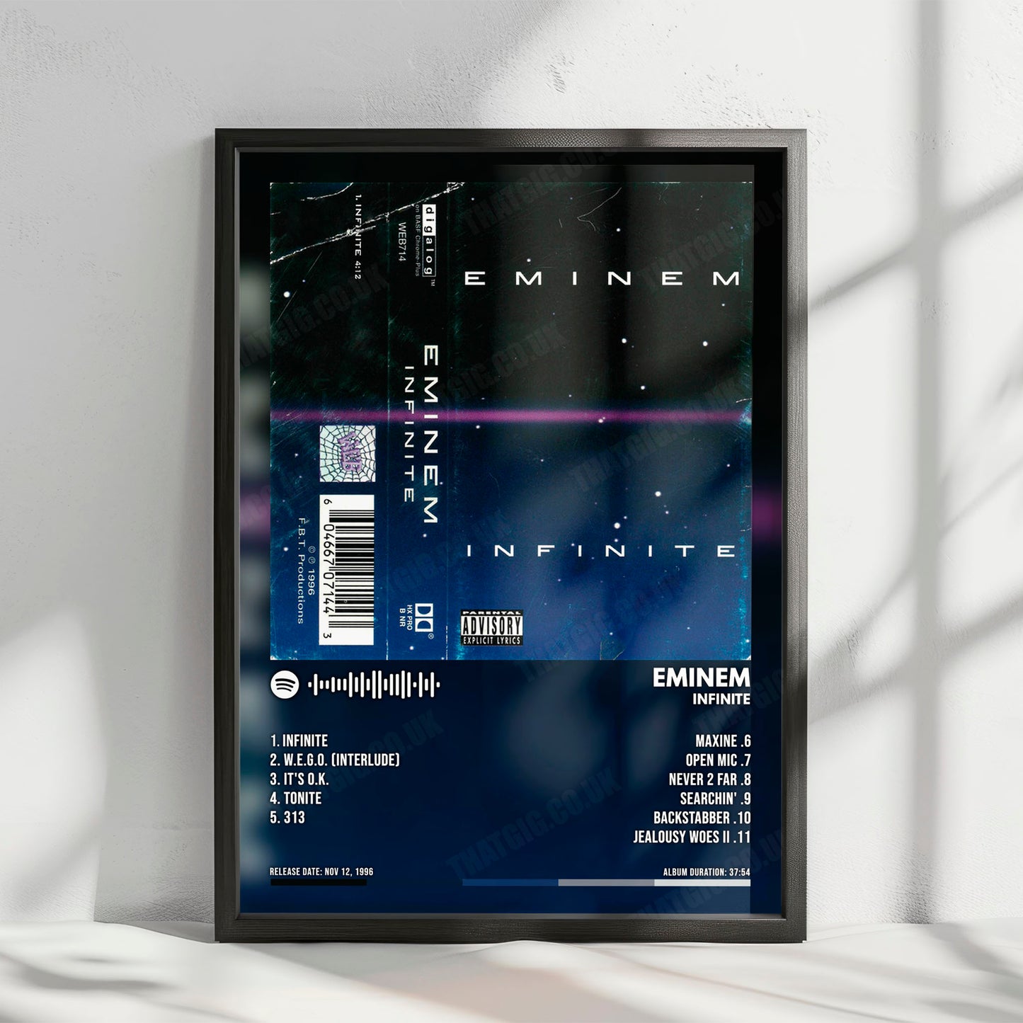Eminem "Infinite" Album Cover Poster - with Complete Tracklist
