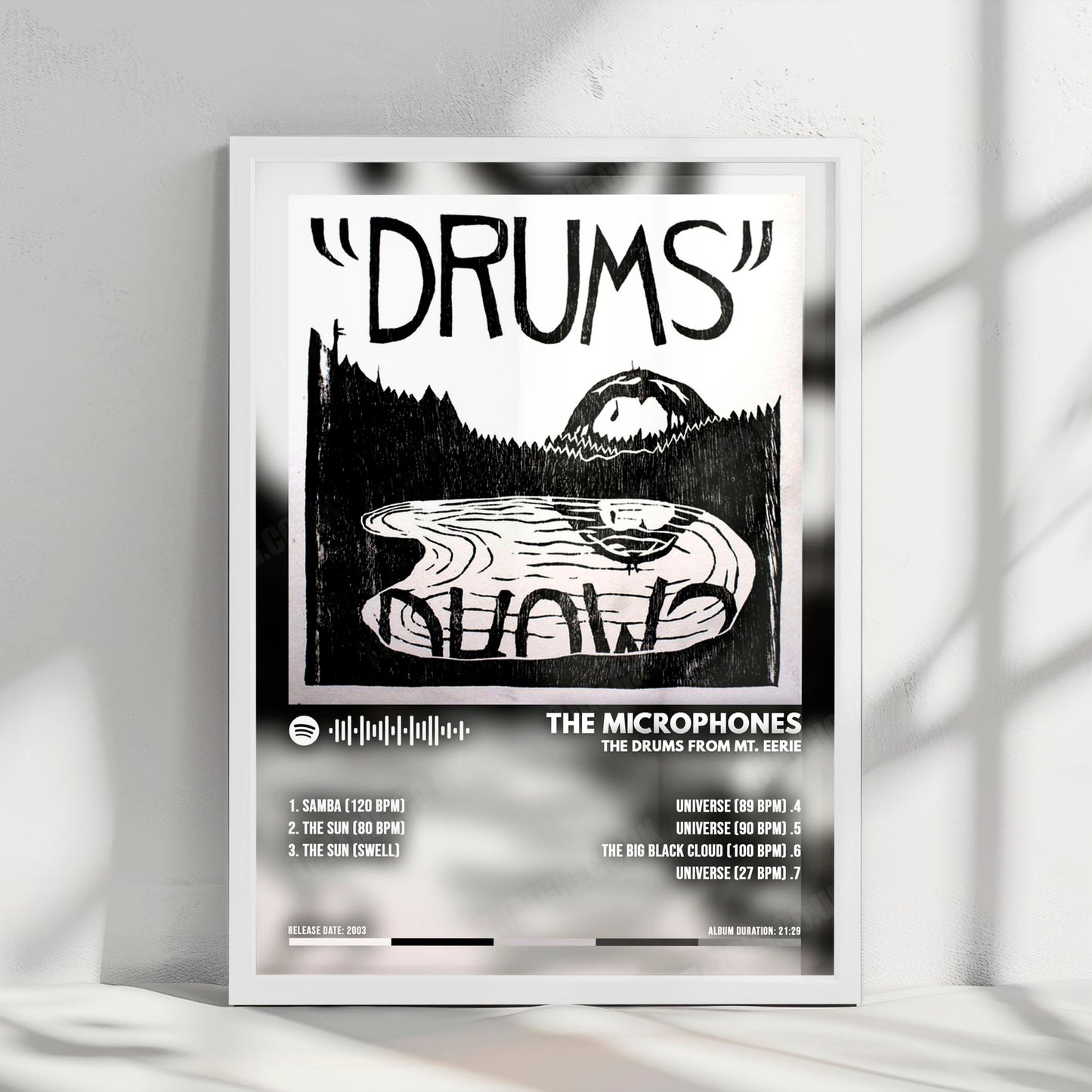 The Microphones "The Drums from Mt. Eerie" Album Cover Poster - with Complete Tracklist