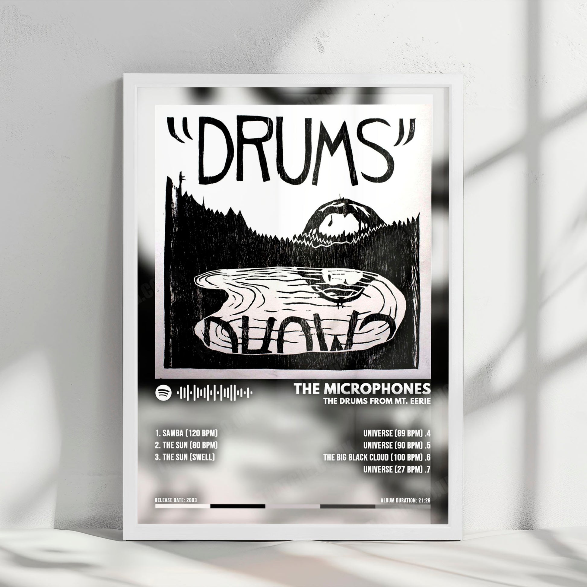 The Microphones "The Drums from Mt. Eerie" Album Cover Poster - with Complete Tracklist