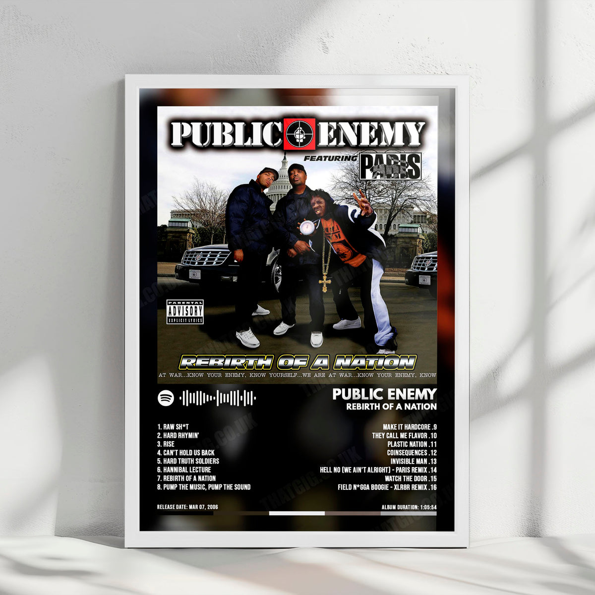 Public Enemy "Rebirth Of A Nation" Album Cover Poster - with Complete Tracklist