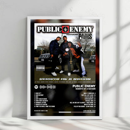 Public Enemy "Rebirth Of A Nation" Album Cover Poster - with Complete Tracklist