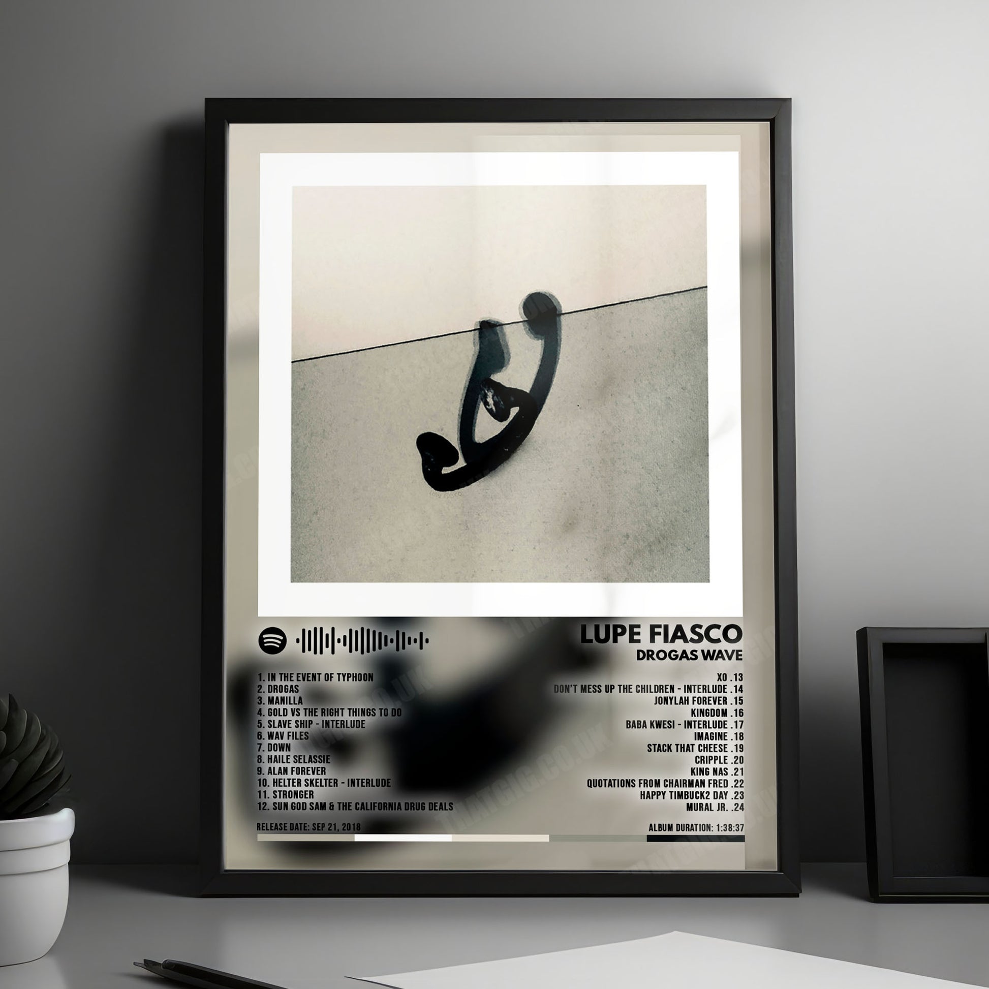 Lupe Fiasco "DROGAS WAVE" Album Cover Poster - with Complete Tracklist