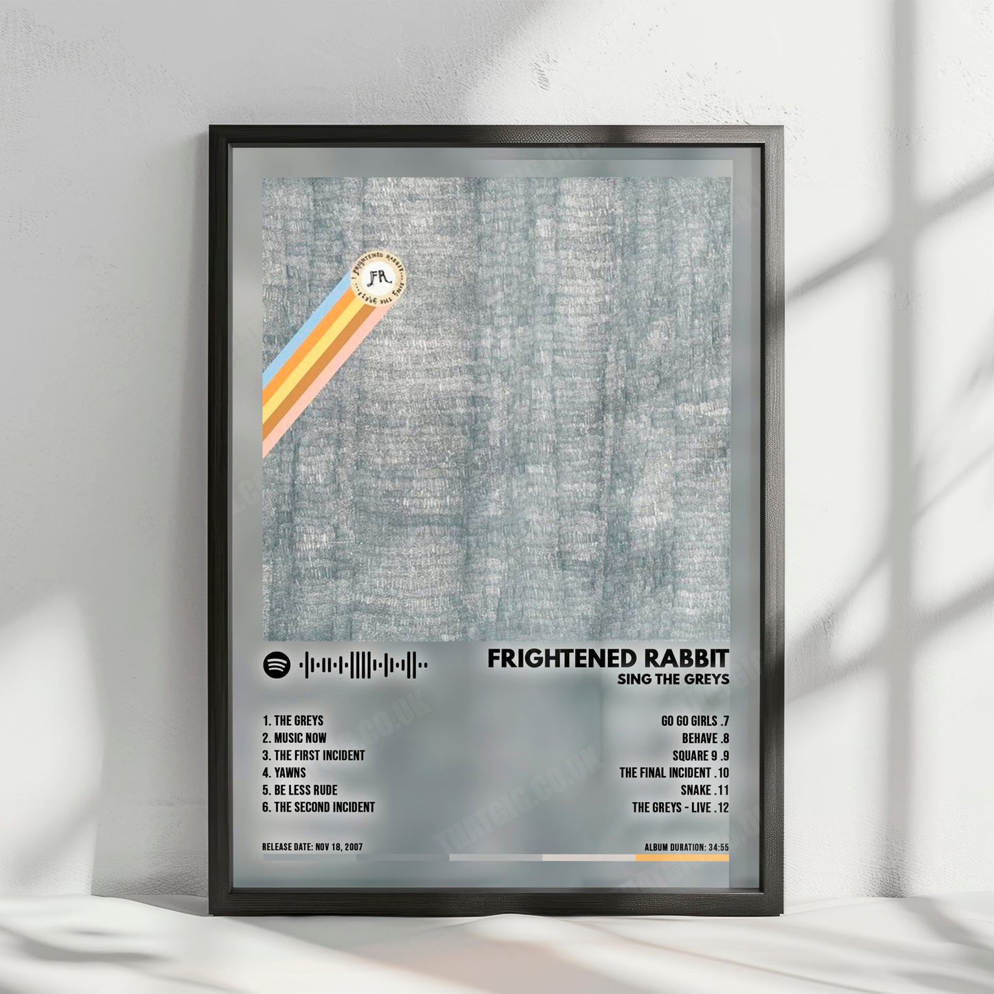 Frightened Rabbit "Sing the Greys" Album Cover Poster - with Complete Tracklist